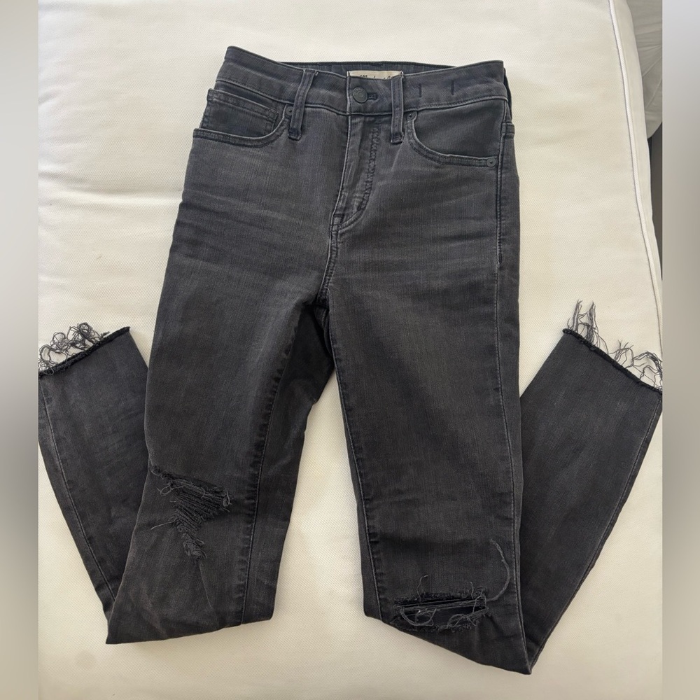 Madewell Black Distressed Skinny Jeans